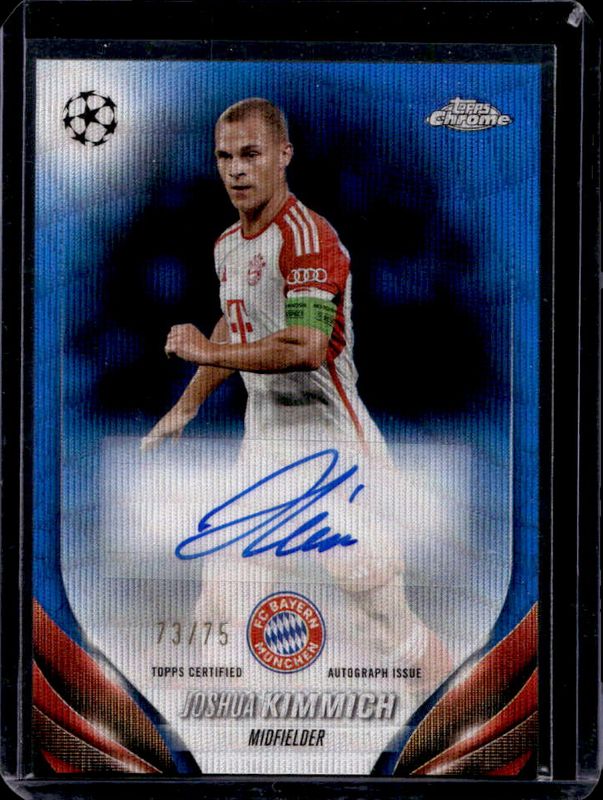 Joshua Kimmich 2023 Topps Chrome UEFA Club Competitions #CA-JK Chrome Autographs - Blue Wave Refractor /75 RAW