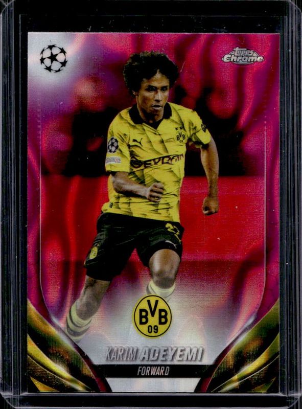 Karim Adeyemi 2023 Topps Chrome UEFA Club Competitions #73 Pink Lava Refractor RAW