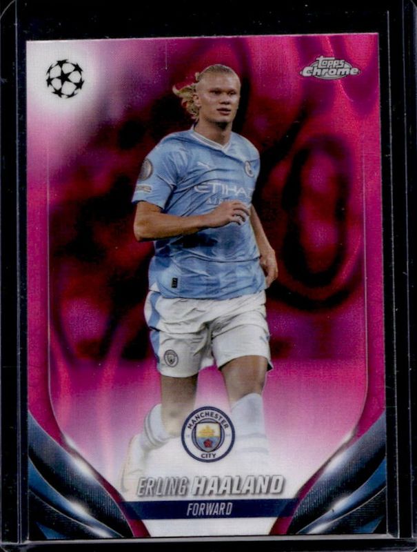 Erling Haaland 2023 Topps Chrome UEFA Club Competitions #39 Pink Lava Refractor RAW
