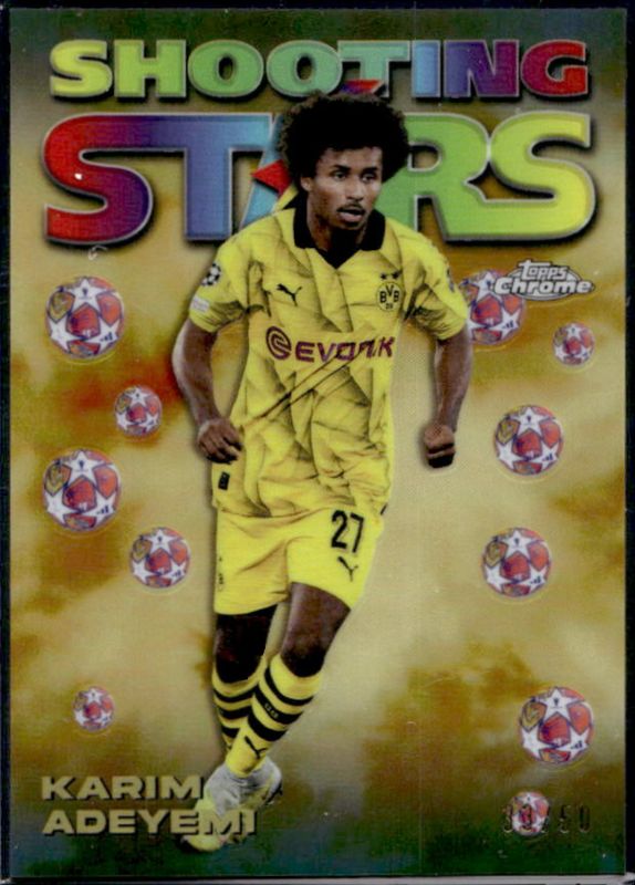 Karim Adeyemi 2023 Topps Chrome UEFA Club Competitions #98-2 1998 Topps Chrome Shooting Stars - Gold Refractor /50 RAW
