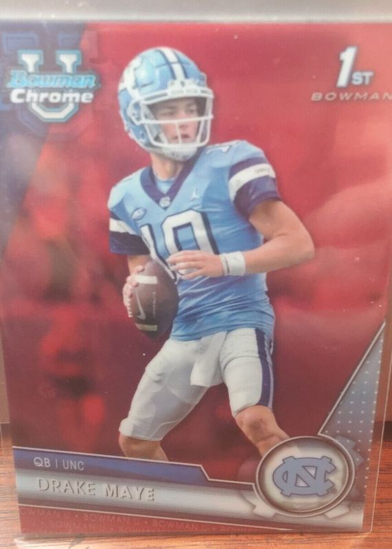 Drake Maye 2023 Bowman Chrome University #200 Prospects - Red Refractor /5 (1st) PSA 10