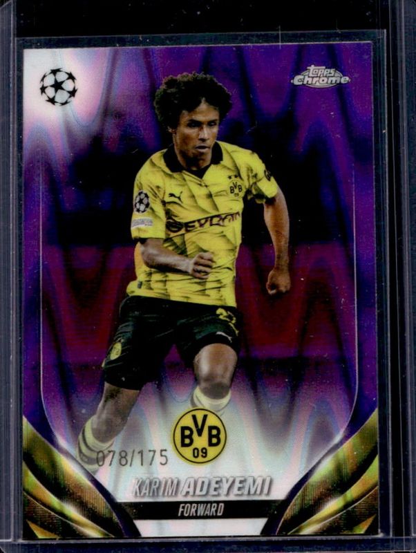 Karim Adeyemi 2023 Topps Chrome UEFA Club Competitions #73 Purple RayWave Refractor /175 RAW