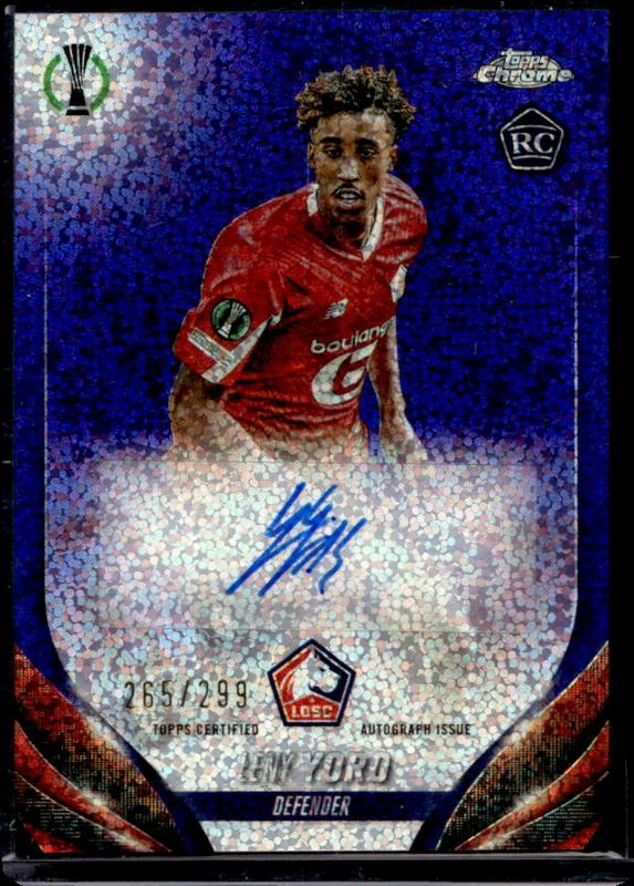 Leny Yoro 2023 Topps Chrome UEFA Club Competitions #CA-YO Chrome Autographs - Violet Speckle /299 Rookie RAW