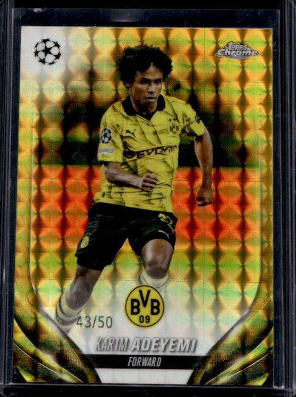 Karim Adeyemi 2023 Topps Chrome UEFA Club Competitions #73 Gold Geometric Refractor /50 RAW