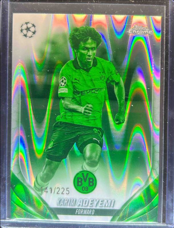 Karim Adeyemi 2023 Topps Chrome UEFA Club Competitions #73 Night Vision RayWave Refractor /225 RAW