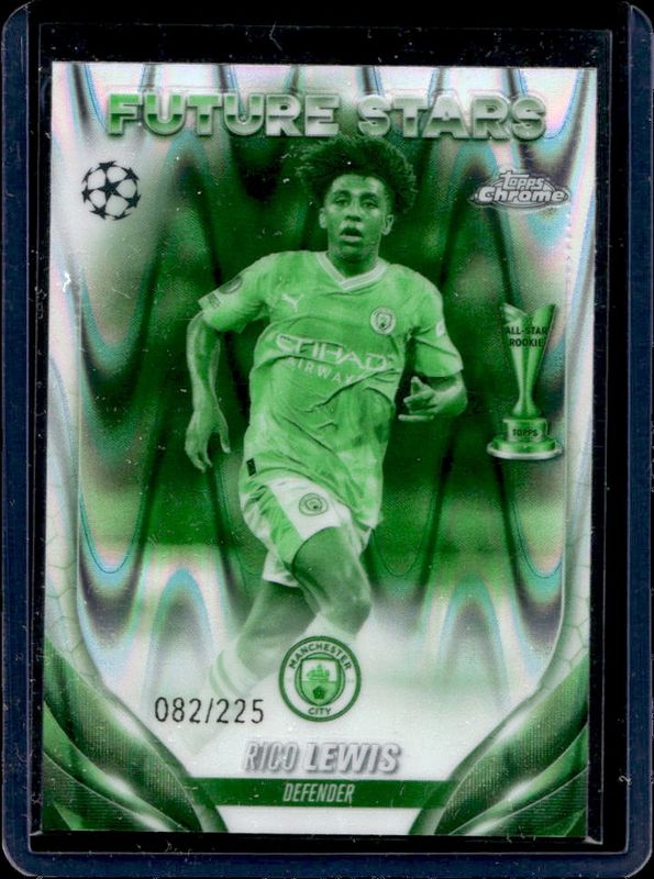 Rico Lewis 2023 Topps Chrome UEFA Club Competitions #105 Night Vision RayWave Refractor /225 RAW