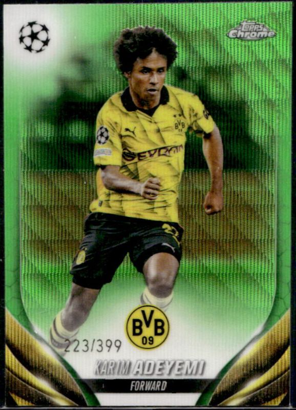 Karim Adeyemi 2023 Topps Chrome UEFA Club Competitions #73 Neon Green Wave Refractor /399 RAW