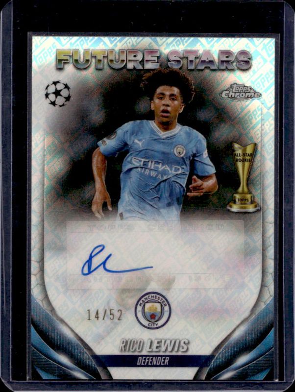 Rico Lewis 2023 Topps Chrome UEFA Club Competitions #FSA-RL Future Stars Autographs - Toppsfractor /52 RAW