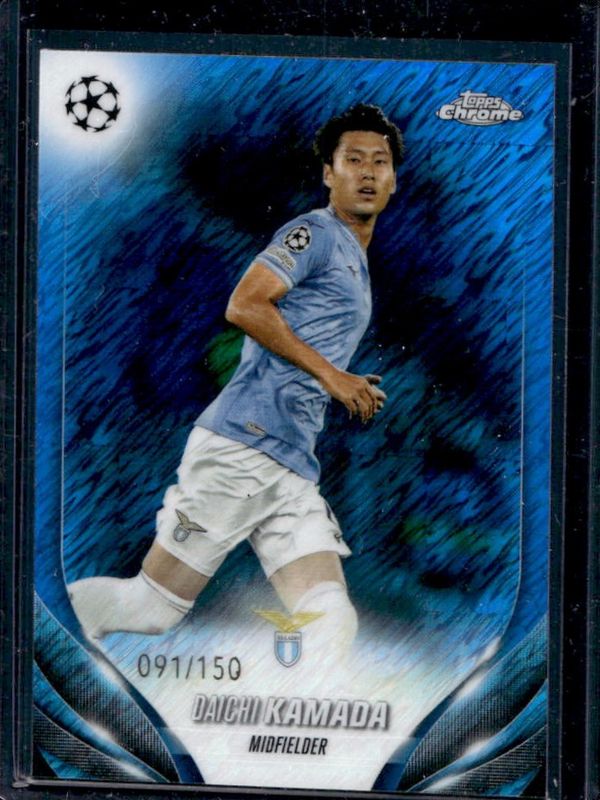 Daichi Kamada 2023 Topps Chrome UEFA Club Competitions #17 Blue Shimmer Refractor /150 RAW