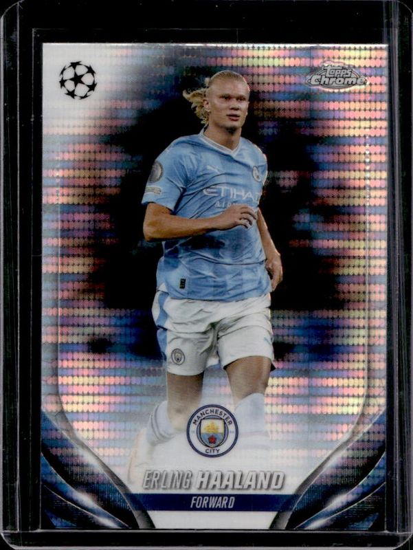 Erling Haaland 2023 Topps Chrome UEFA Club Competitions #39 Pulsar Refractor RAW