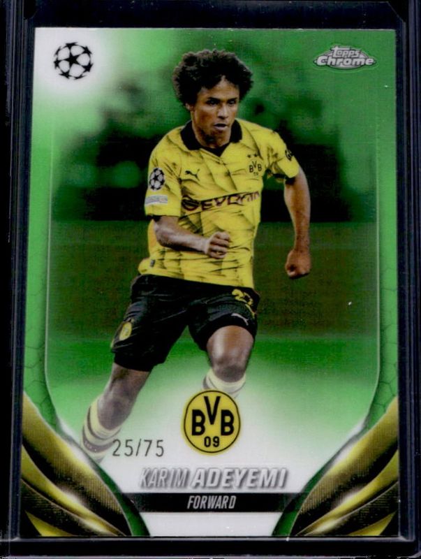 Karim Adeyemi 2023 Topps Chrome UEFA Club Competitions #73 Green Refractor /75 RAW