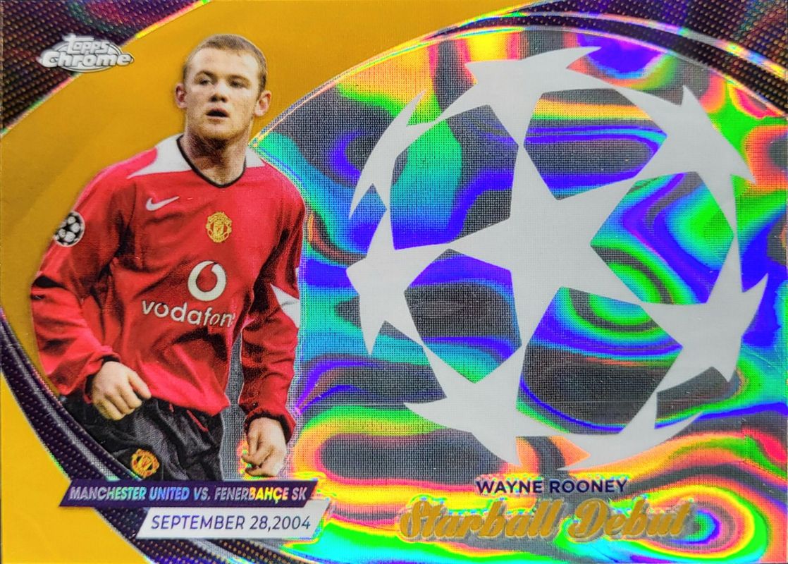 Wayne Rooney 2023 Topps Chrome UEFA Club Competitions #SD-6 Starball Debuts - Gold Lava Refractor RAW