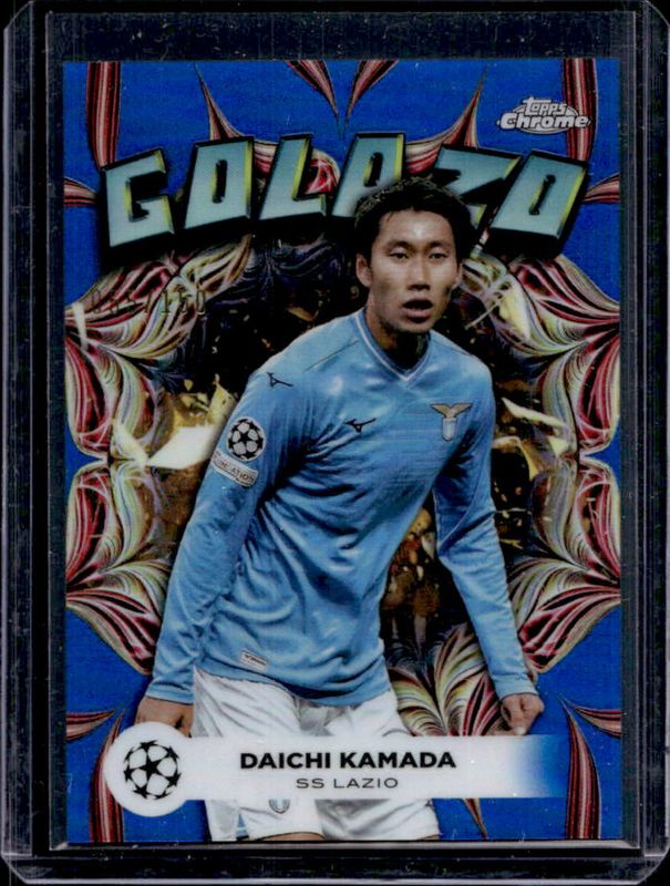 Daichi Kamada 2023 Topps Chrome UEFA Club Competitions #GL-13 Golazo - Blue Refractor RAW