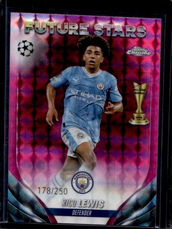Rico Lewis 2023 Topps Chrome UEFA Club Competitions #105 Pink Geometric Refractor /250 RAW