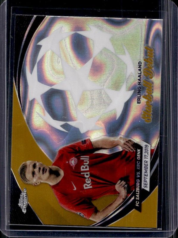 Erling Haaland 2023 Topps Chrome UEFA Club Competitions #SD-3 Starball Debuts - Gold Lava Refractor RAW