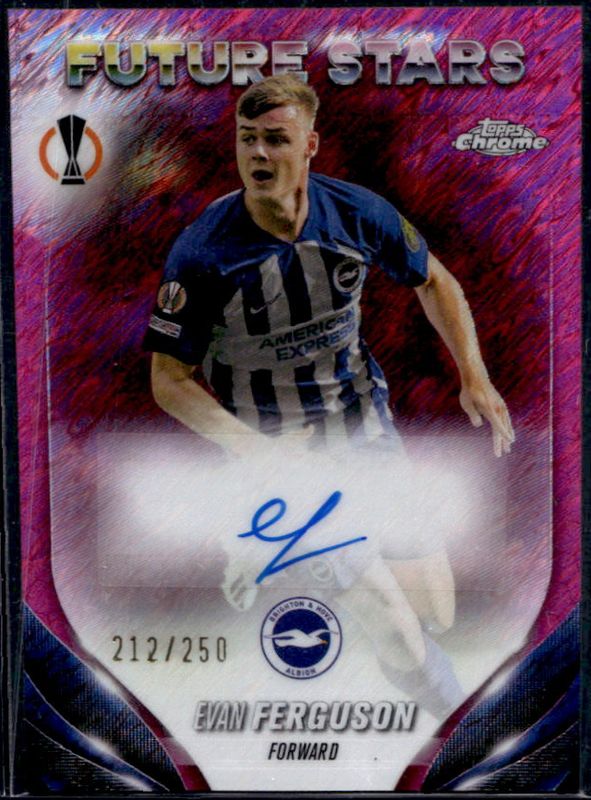 Evan Ferguson 2023 Topps Chrome UEFA Club Competitions #FSA-EF Future Stars Autographs - Pink Shimmer Refractor /250 RAW