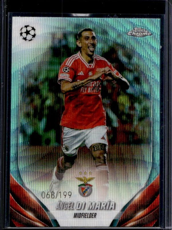 Angel Di Maria 2023 Topps Chrome UEFA Club Competitions #53 Aqua Wave Refractor /199 RAW