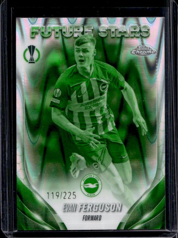 Evan Ferguson 2023 Topps Chrome UEFA Club Competitions #1 Night Vision RayWave Refractor /225 RAW