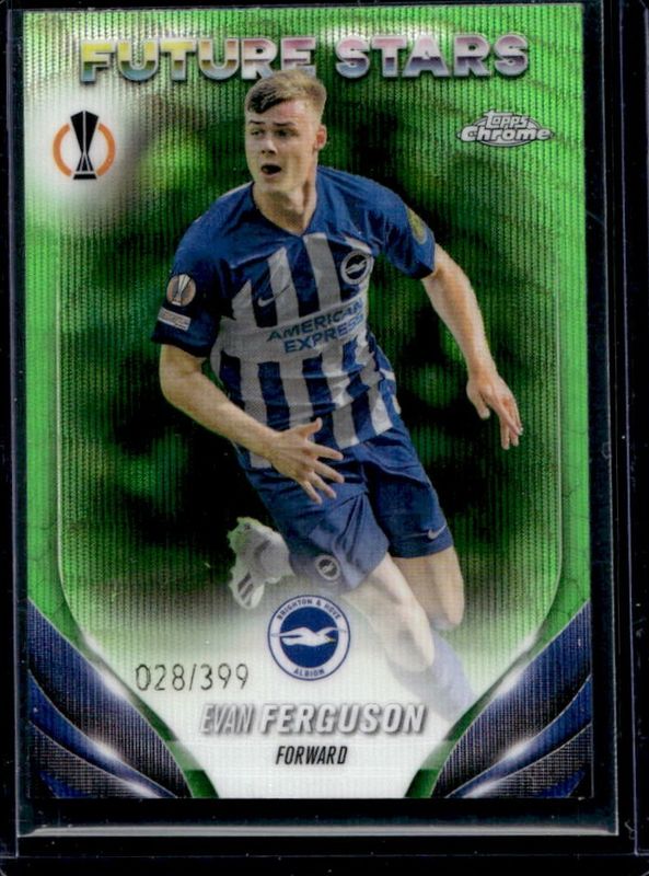 Evan Ferguson 2023 Topps Chrome UEFA Club Competitions #1 Neon Green Wave Refractor /399 RAW