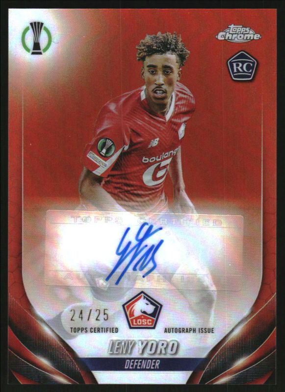 Leny Yoro 2023 Topps Chrome UEFA Club Competitions #CA-YO Chrome Autographs - Orange /25 Rookie RAW