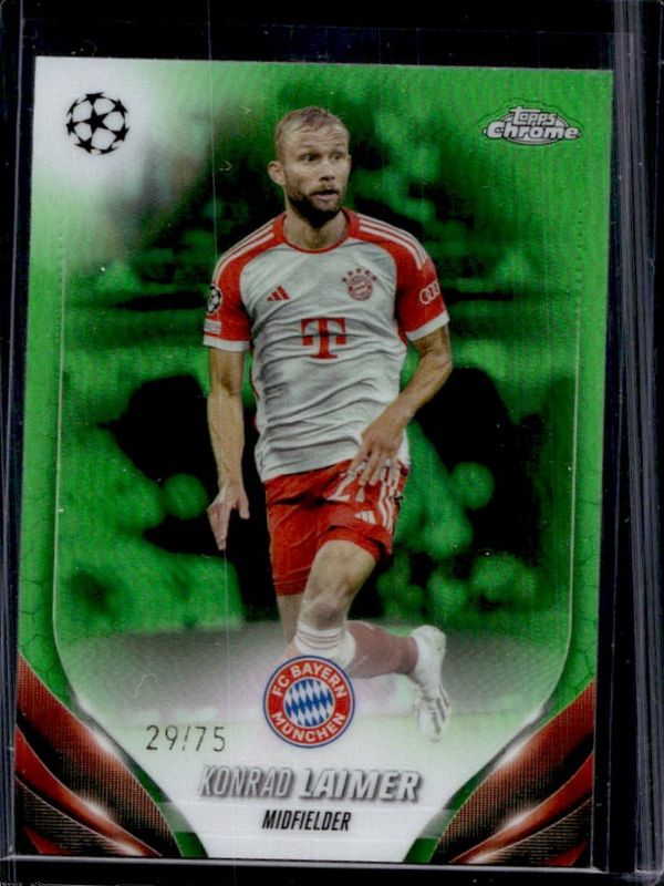 Konrad Laimer 2023 Topps Chrome UEFA Club Competitions #35 Green Refractor /75 RAW
