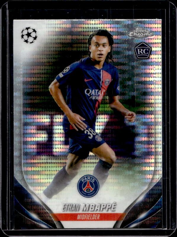 Ethan Mbappe 2023 Topps Chrome UEFA Club Competitions #91 Pulsar Refractor Rookie RAW