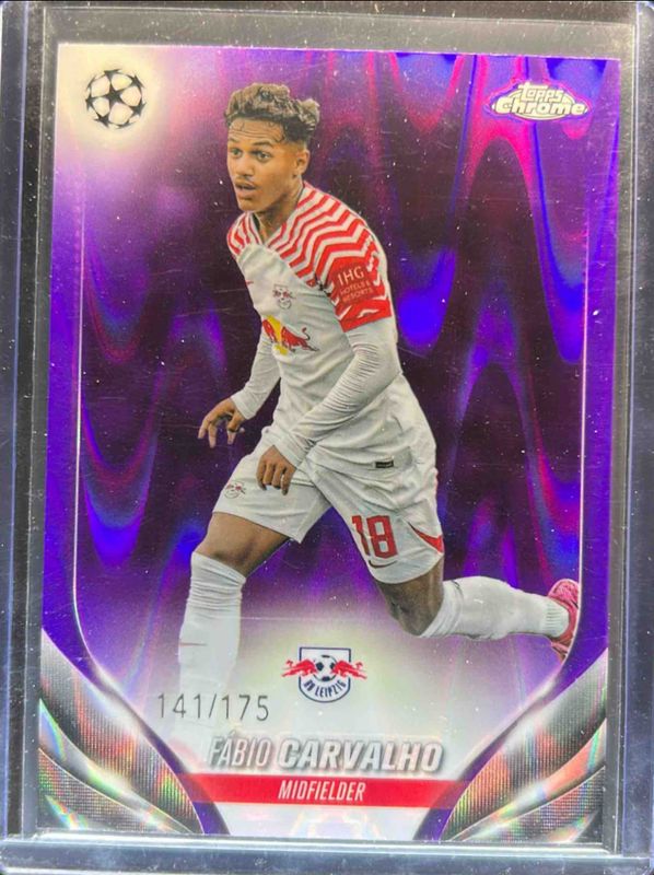 Fabio Carvalho 2023 Topps Chrome UEFA Club Competitions #78 Purple RayWave Refractor /175 RAW