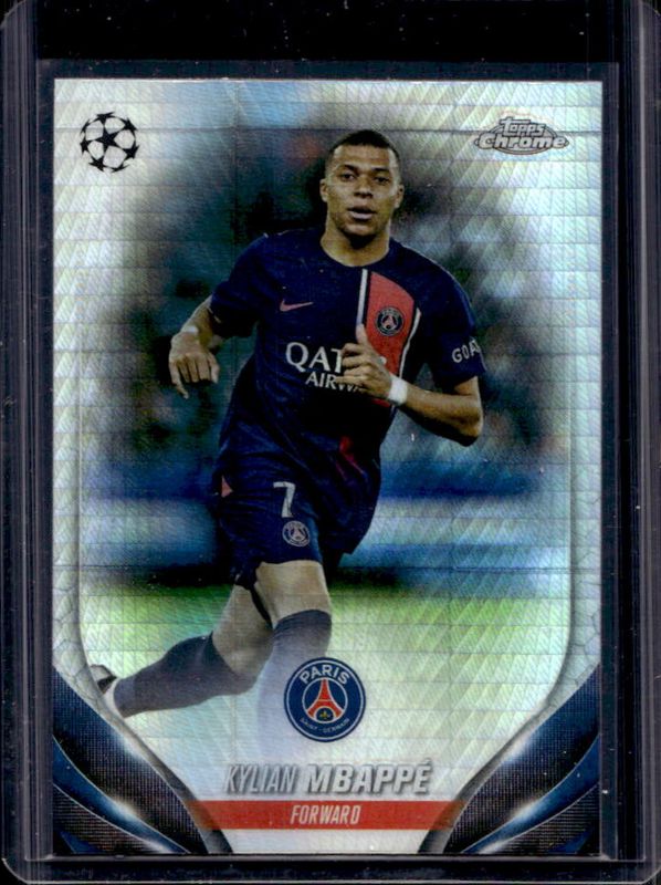Kylian Mbappe 2023 Topps Chrome UEFA Club Competitions #21 Prism Refractor RAW