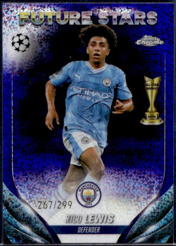 Rico Lewis 2023 Topps Chrome UEFA Club Competitions #105 Violet Speckle Refractor /299 RAW