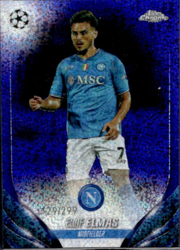 Eljif Elmas 2023 Topps Chrome UEFA Club Competitions #182 Violet Speckle Refractor /299 RAW