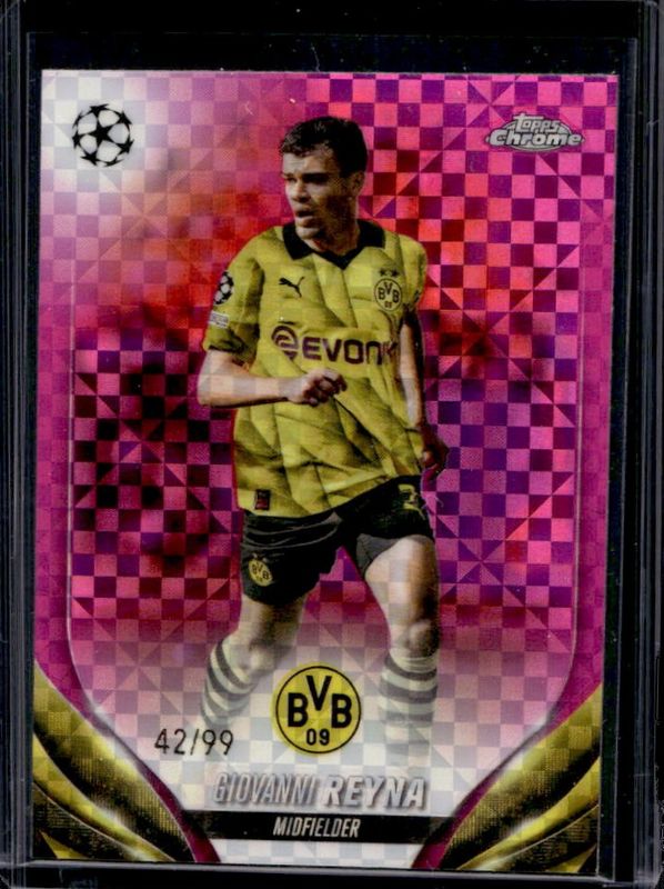 Giovanni Reyna 2023 Topps Chrome UEFA Club Competitions #174 Magenta X-Fractor /99 RAW