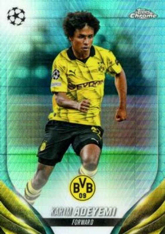 Karim Adeyemi 2023 Topps Chrome UEFA Club Competitions #73 Aqua Prism Refractor RAW