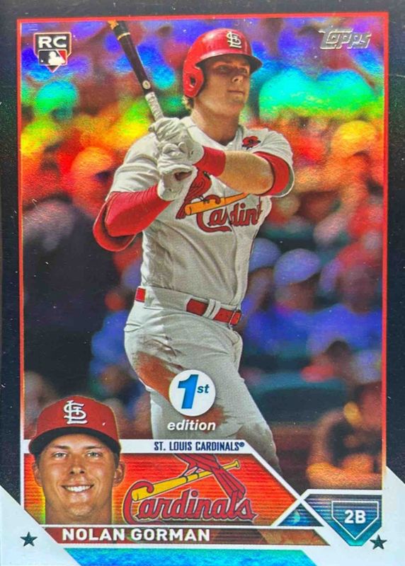 Nolan Gorman 2023 Topps 1st Edition #16 Black Foil /25 Rookie RAW