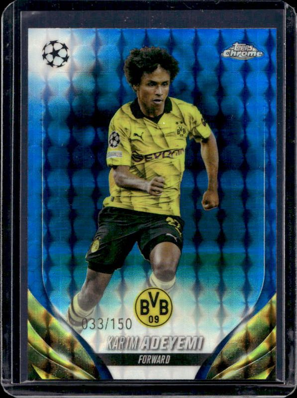 Karim Adeyemi 2023 Topps Chrome UEFA Club Competitions #73 Blue Geometric Refractor /150 RAW