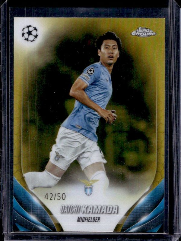 Daichi Kamada 2023 Topps Chrome UEFA Club Competitions #17 Gold Refractor /50 RAW