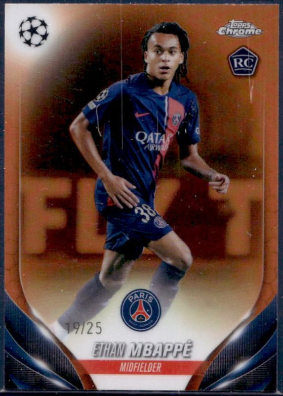 Ethan Mbappe 2023 Topps Chrome UEFA Club Competitions #91 Orange Refractor /25 Rookie RAW