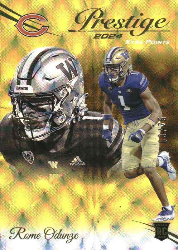 Rome Odunze 2024 Prestige #310 Gold Premium Xtra Points /75 Rookie RAW