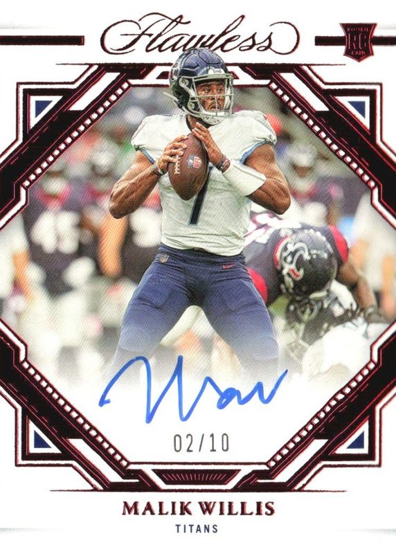 Malik Willis 2022 Flawless #RFS-MW Rookie Frame Signatures - Ruby (/10) PSA 9