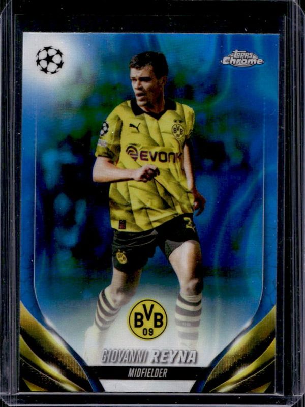 Giovanni Reyna 2023 Topps Chrome UEFA Club Competitions #174 Blue Lava Refractor RAW