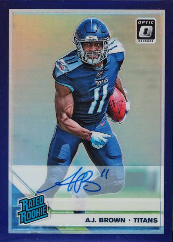 AJ Brown 2019 Optic #164 Rated Rookie Autographs - Purple (/10) RAW