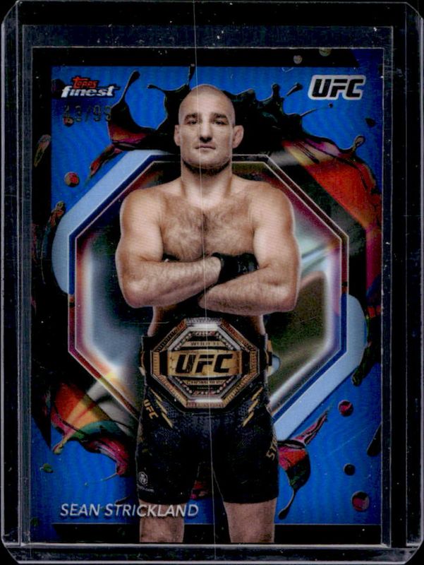 Sean Strickland 2024 Topps Finest UFC #234 Blue Refractor RAW