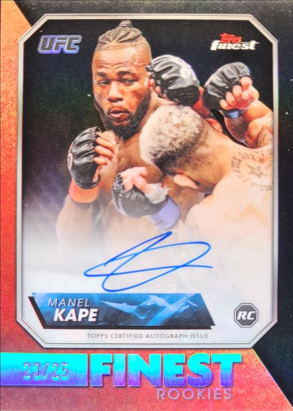 Manel Kape 2024 Topps Finest UFC #RFA-MK Rookie Finest Autographs - Black Refractor /25 RAW