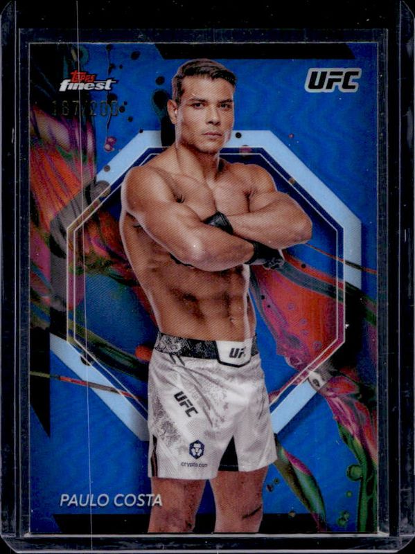 Paulo Costa 2024 Topps Finest UFC #4 Blue Refractor RAW