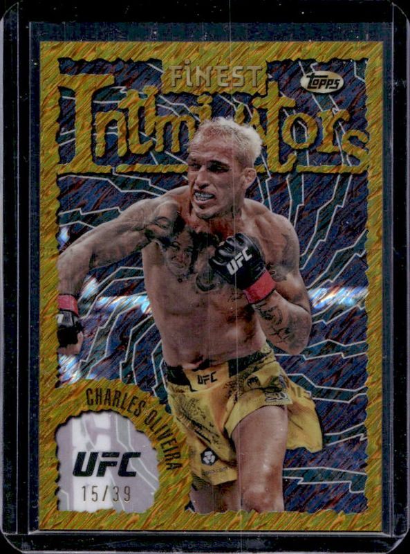Charles Oliveira 2024 Topps Finest UFC #INT-5 Intimidators - Gold Shimmer Refractor /39 RAW