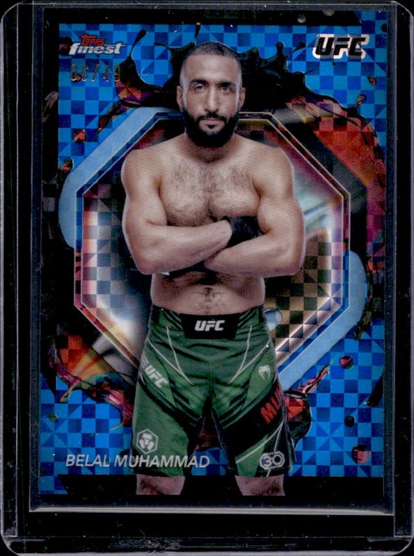 Belal Muhammad 2024 Topps Finest UFC #257 Blue Checkerboard Refractor RAW