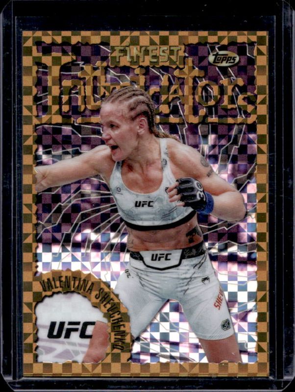 Valentina Shevchenko 2024 Topps Finest UFC #INT-17 Intimidators - Checkerboard Refractor RAW