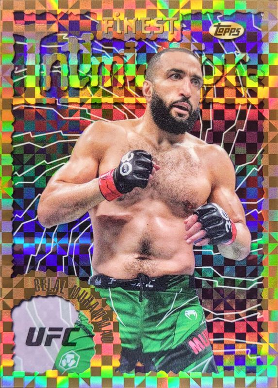 Belal Muhammad 2024 Topps Finest UFC #INT-24 Intimidators - Checkerboard Refractor RAW