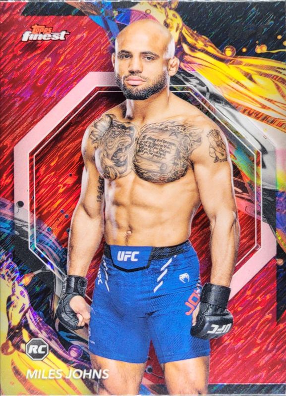 Miles Johns 2024 Topps Finest UFC #3 Red Shimmer Refractor Rookie RAW