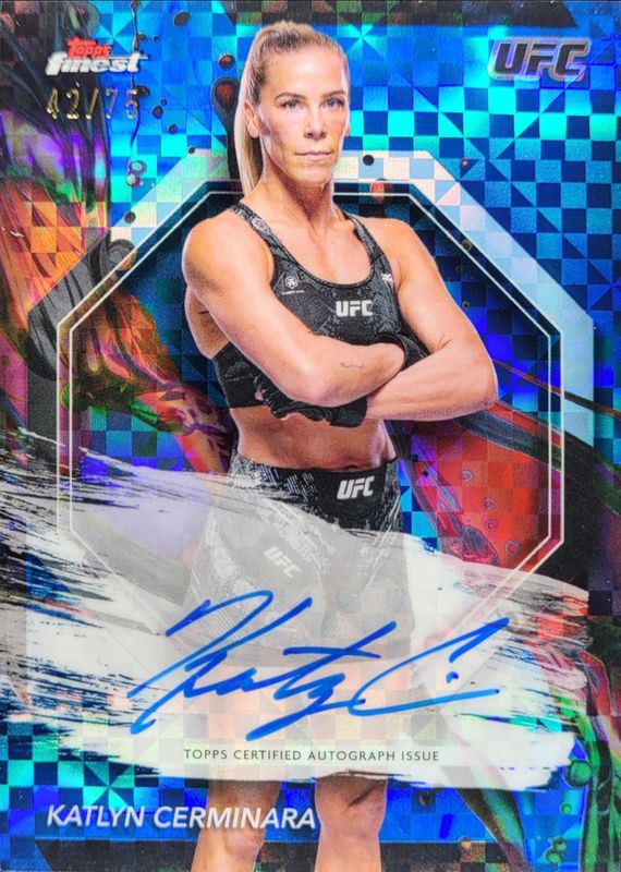 Katlyn Cerminara 2024 Topps Finest UFC #FA-KCA Finest Autographs - Blue Checkerboard Refractor /75 RAW