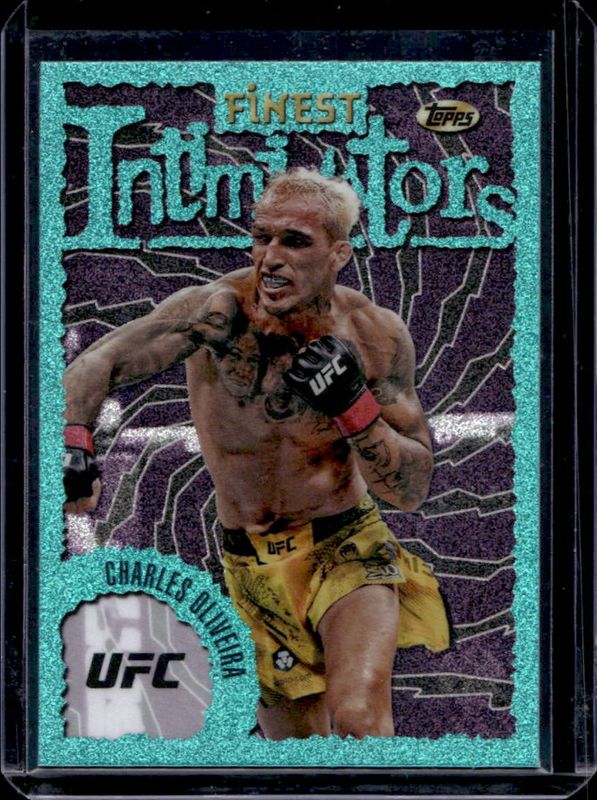 Charles Oliveira 2024 Topps Finest UFC #INT-5 Intimidators - Aqua Glitter Refractor RAW